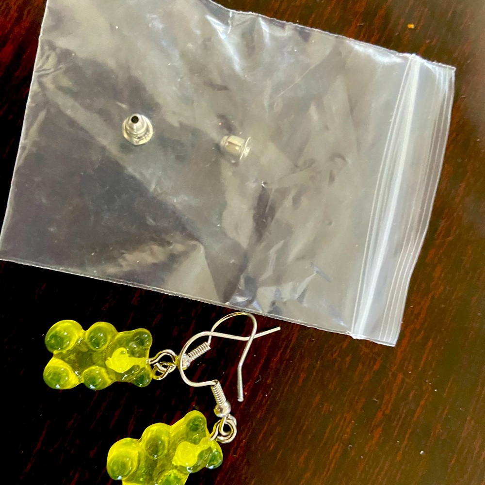 Yellow teddy bear earrings new